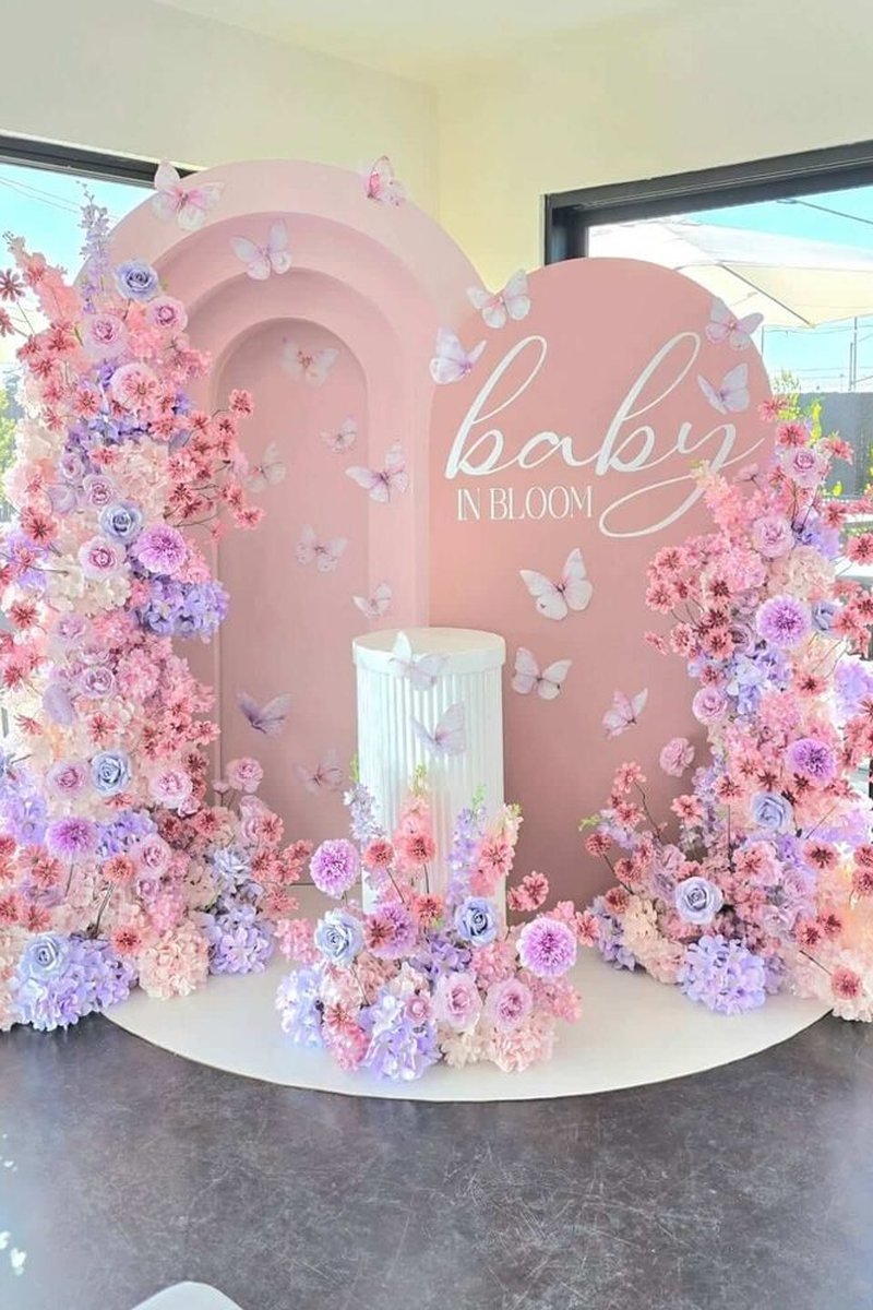 Butterfly and Flower Cascade Heart Arch