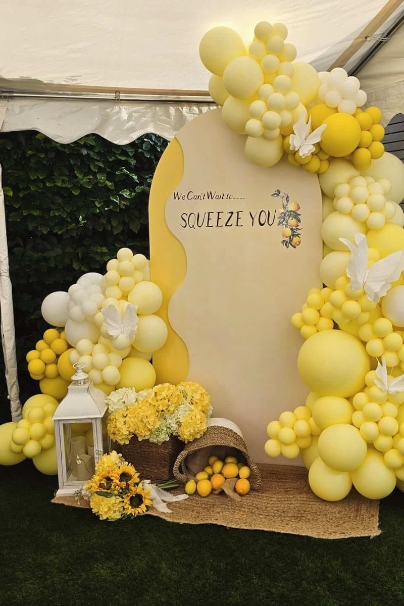 Butterfly Balloon Garland in a Garden Tent