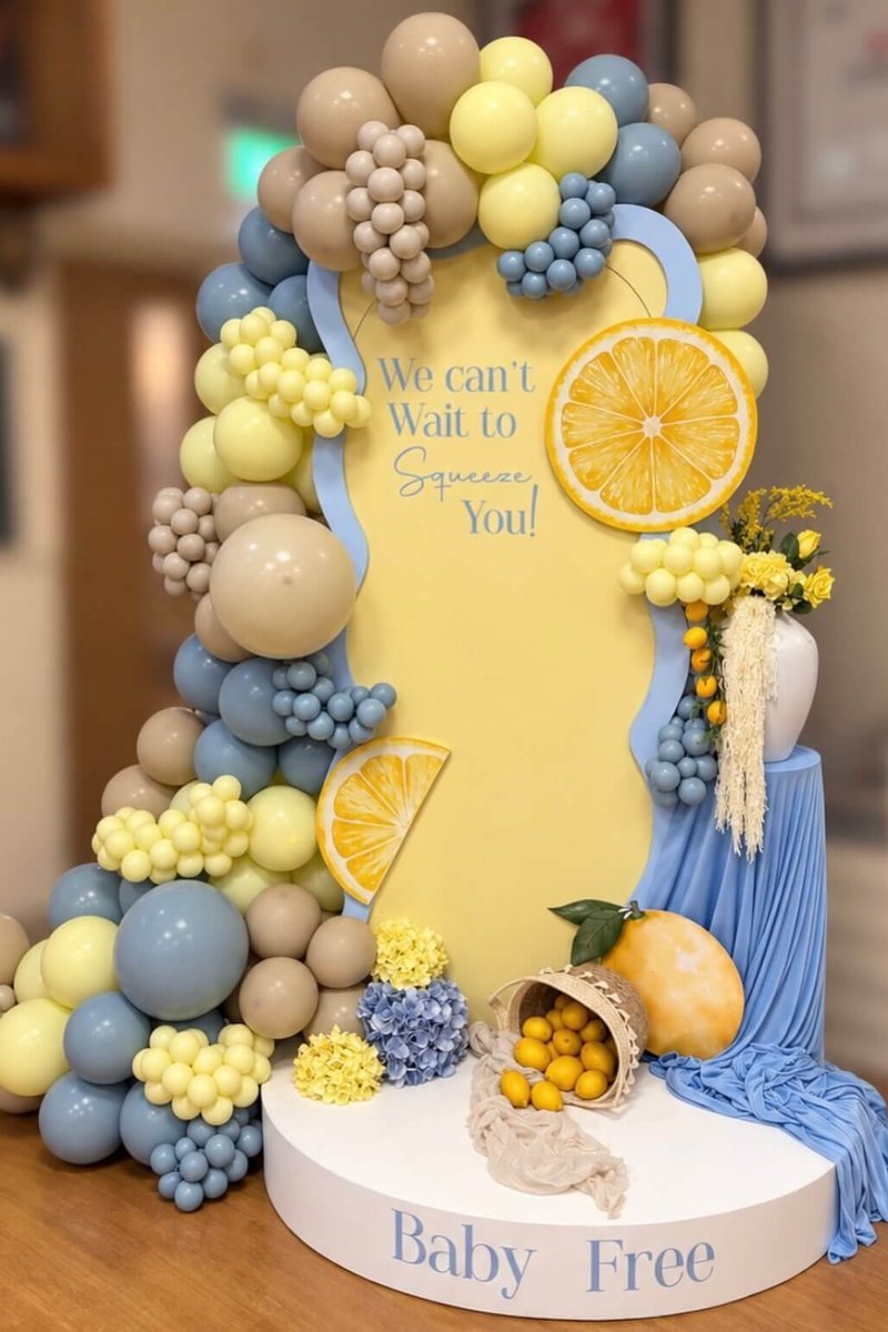 Dusty Blue and Lemon Wavy Panel