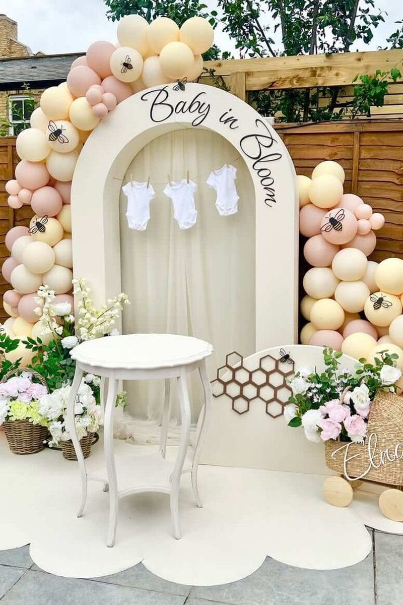 Honey Bee Arch with a Onesie Clothesline