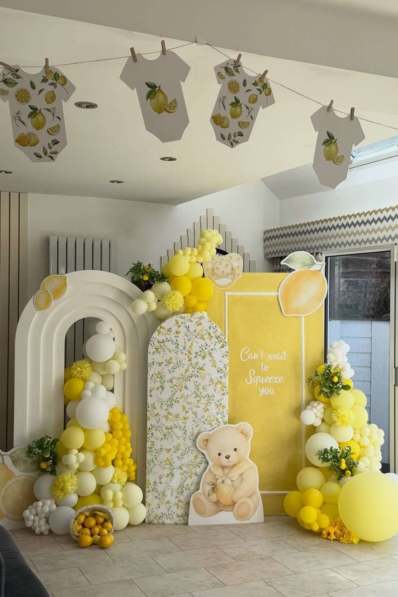 Lemon Onesie Garland and Teddy Bear Cutout