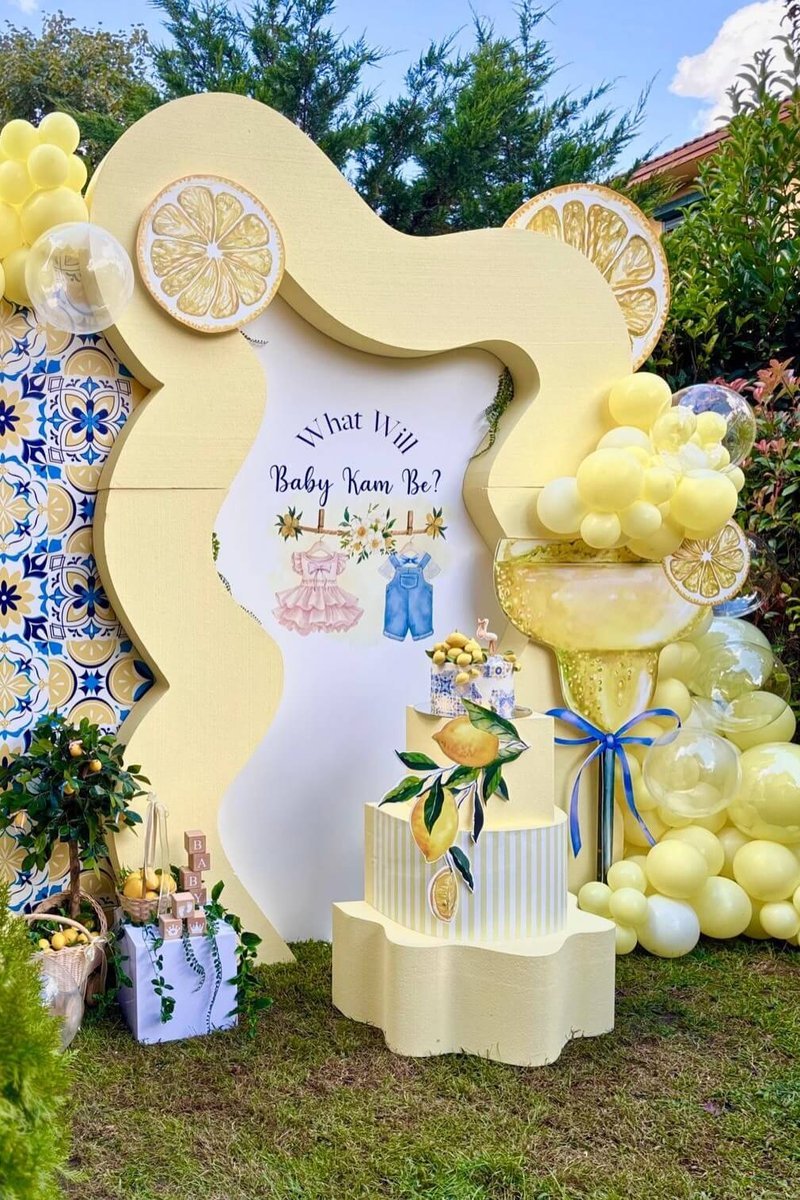 Lemonade Glass Gender Reveal Backdrop