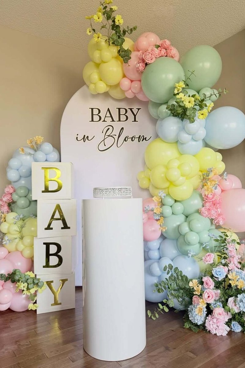 Pastel Rainbow Garland with Baby Blocks