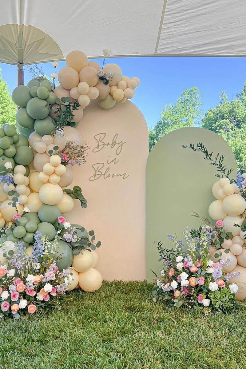 Sage and Peach Tented Garden Backdrop