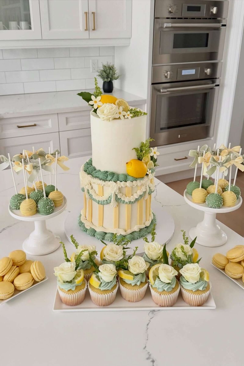 Vintage Striped Lemon Cake Dessert Spread