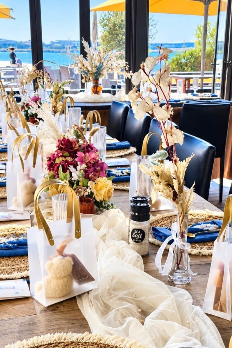 Waterfront Brunch Table with Teddy Bear Favors