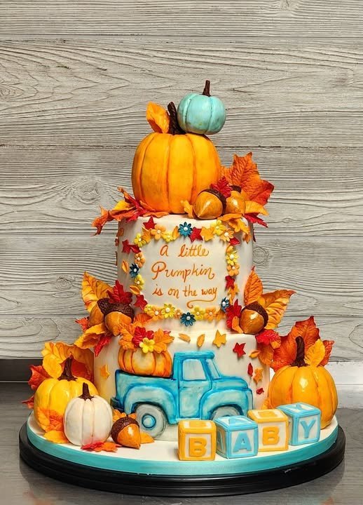 Bold Orange and Brown Striped Cake