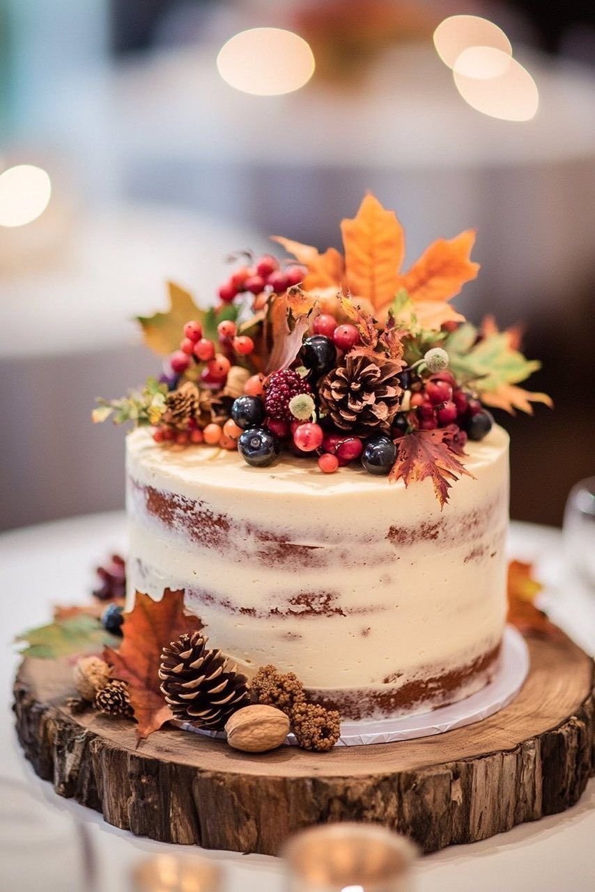 Fall Buttercream Leaf Crown Cake