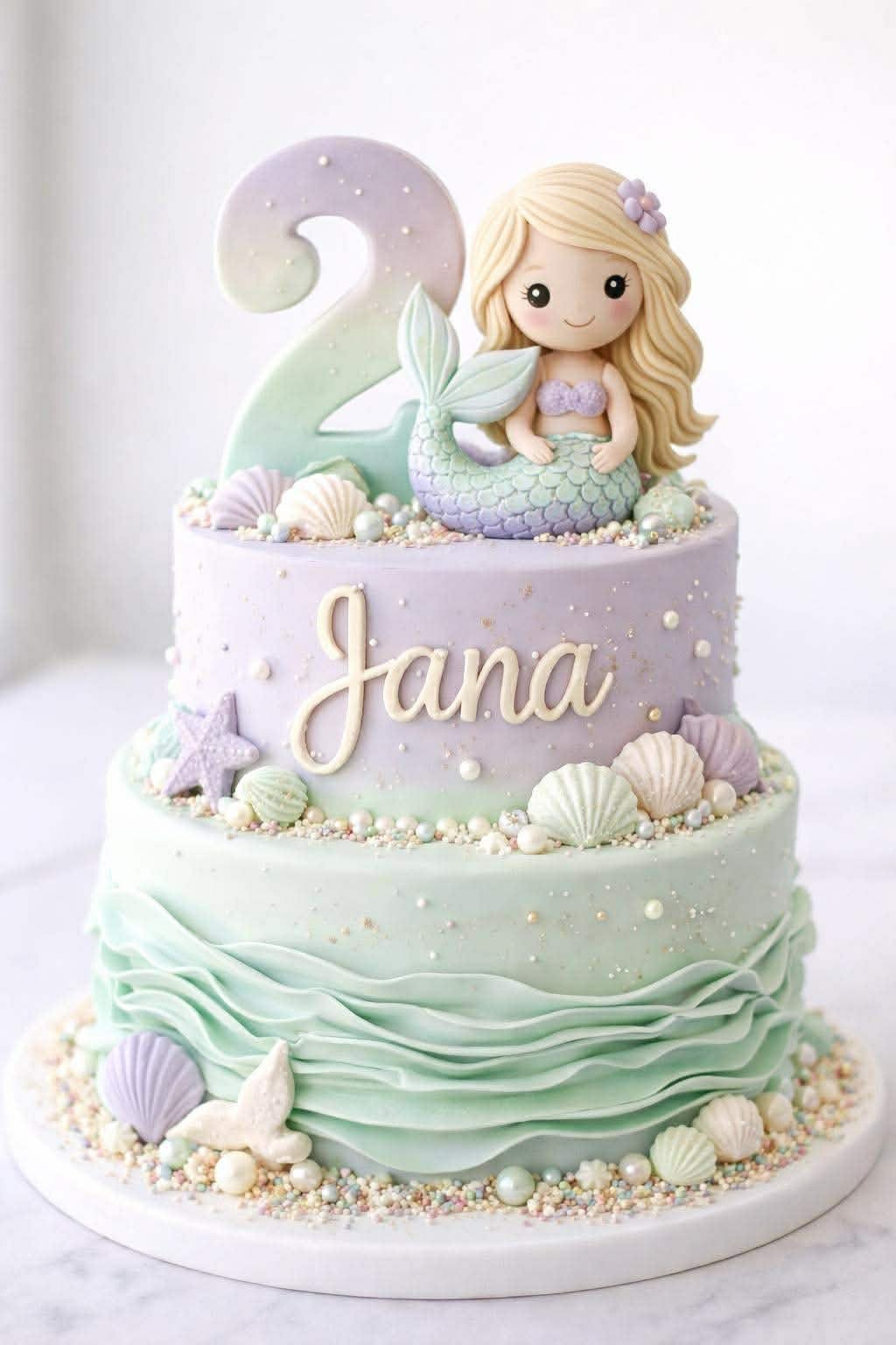 Whimsical Mermaid Tails Birthday Cake