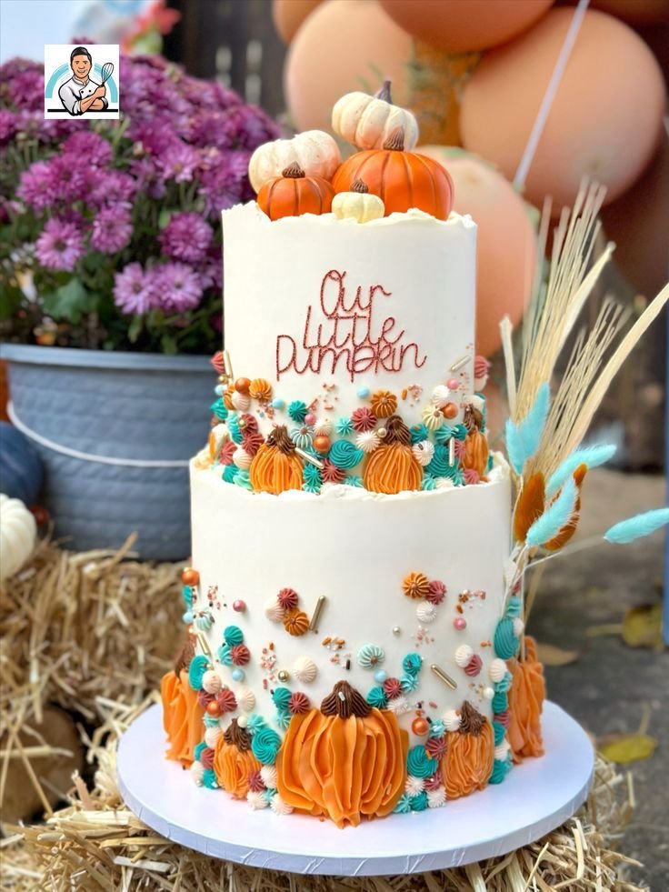 Textured Pumpkin Baby Shower Cake
