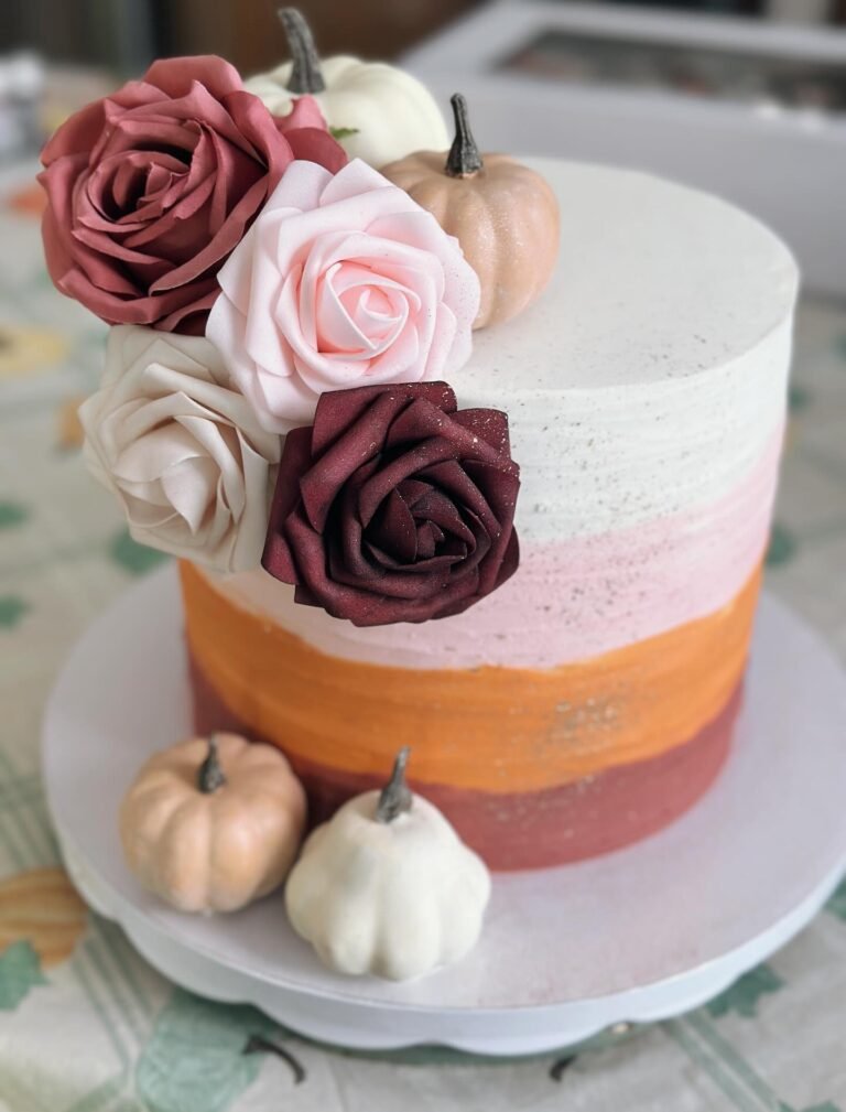 Fresh Floral Fall Cake with Natural Elements
